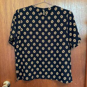 Vintage 80's Patterned Black and Gold Top